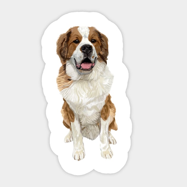 George the Saint Berner (Saint Bernard/Bernese Mountain Dog Cross) Sticker by Quick Brown Fox Canada 